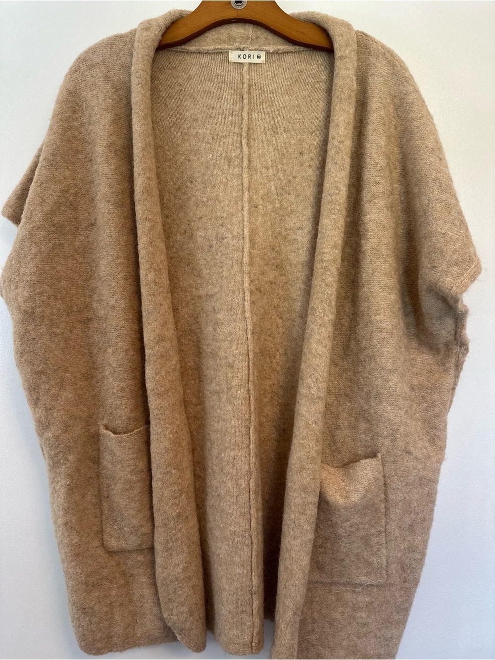Kori Neutral Camel Knit Open Cardigan